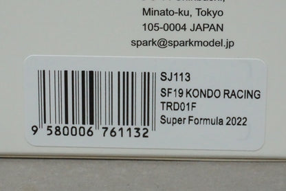 1:43 SPARK SJ113 Realize Corporation KONDO SF19 TRD 01F Super Formula 2022 #4 S.Fenestraz