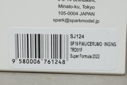 1:43 SPARK SJ124 P.MU/Selmo Inging SF19 TRD 01F Super Formula 2022 #38 Sho Tsuboi