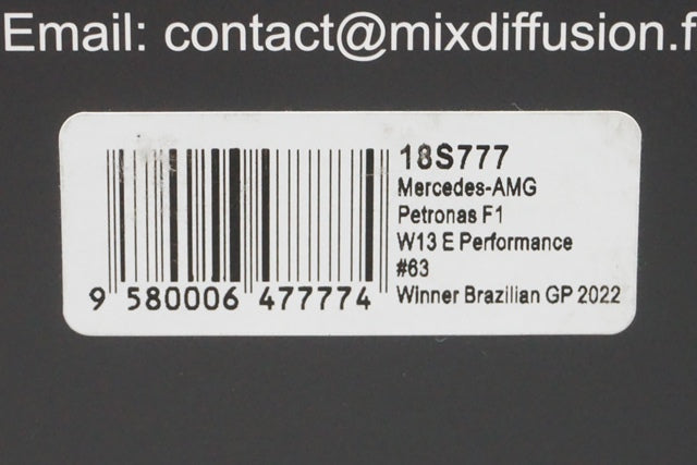 1:18 SPARK 18S777 Mercedes AMG Petronas F1 W13 E Performance Brazilian GP Winner 2022 #63