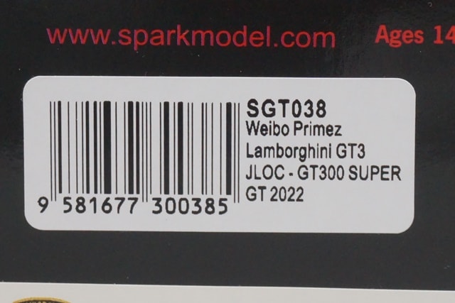 1:43 SPARK SGT038 Lamborghini Weibo Primez GT3 JLOC GT300 Super GT 2022 #88