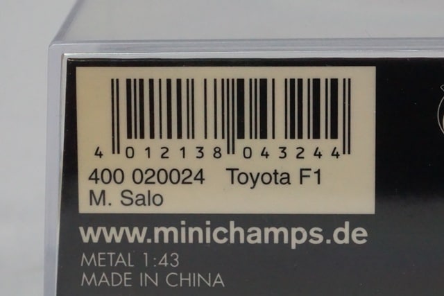 1:43 MINICHAMPS 400020024 Panasonic Toyota Racing TF102 #24 M.Salo avex decal specification