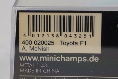 1:43 MINICHAMPS 400020025 Panasonic Toyota Racing TF102 #25 A.McNish model car