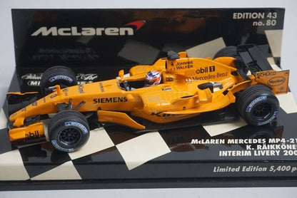 1:43 MINICHAMPS 530064373 McLaren Mercedes MP4-21 INTERIM LIVERY '6 K. Raikkonen model car