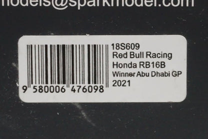 1:18 SPARK 18S609 Red Bull Racing Honda RB16B Abu Dhabi GP 2021 Winner #33