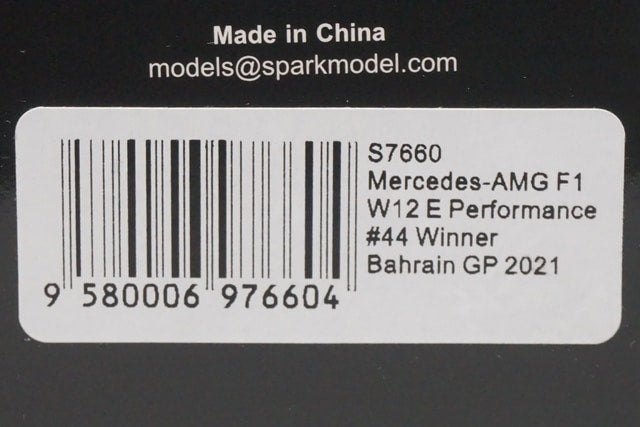1:43 SPARK S7660 Mercedes-AMG PETRONAS F1 Team W12 E Performance Bahrain GP 2021 #44