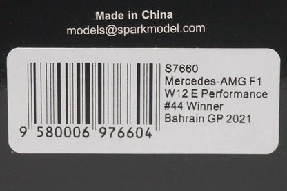 1:43 SPARK S7660 Mercedes-AMG PETRONAS F1 Team W12 E Performance Bahrain GP 2021 #44