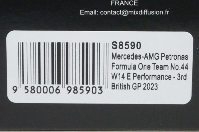 1:43 SPARK S8590 Mercedes-AMG Petronas F1 Team W14 E-Performance British GP 3rd 2023 #44 L. Hamilton model car