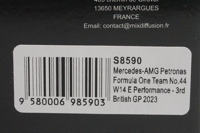 1:43 SPARK S8590 Mercedes-AMG Petronas F1 Team W14 E-Performance British GP 3rd 2023 #44 L. Hamilton model car
