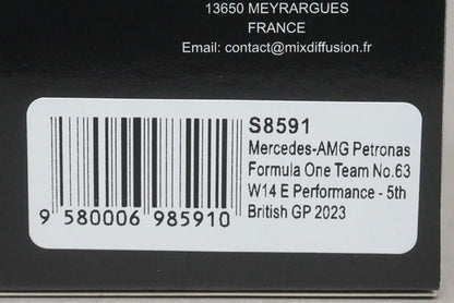 1:43 SPARK S8591 Mercedes-AMG Petronas F1 Team W14 E-Performance British GP 5th 2023 #63 G. Russell model car