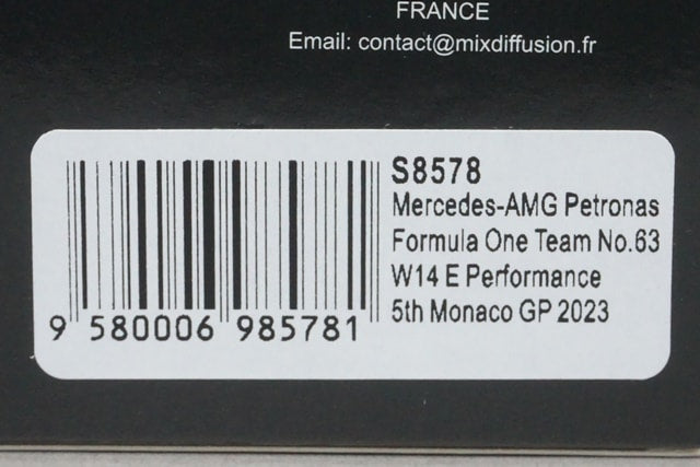 1:43 SPARK S8578 Mercedes-AMG Petronas F1 Team W14 E-Performance Monaco GP 5th 2023 #63 G. Russell model car