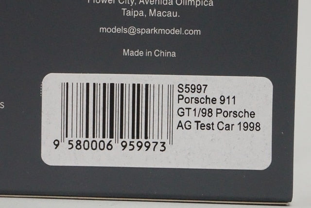 1:43 SPARK S5997 Porsche 911 GT1/98 AG Test Car 1998 model car