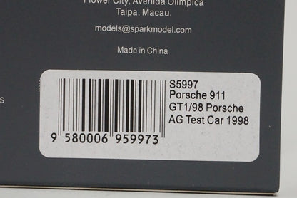 1:43 SPARK S5997 Porsche 911 GT1/98 AG Test Car 1998 model car