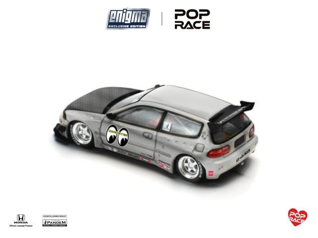 [ Pre-order ] PRE0010 POP RACE x Enigma 1:64 Honda Civic Pandem Civic EG6 Rocket Bunny Modified Yellow Mooneyes Chase Livery Blister Pack