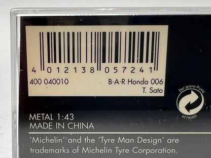 1:43 MINICHAMPS 400040010 B.A.R Honda 006 #10 Takuma Sato model car