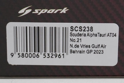 1:43 Spark SCS238 Scuderia AlphaTauri AT04 Gulf Air Bahrain GP 2023 #21 model car