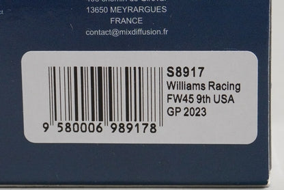 1:43 Spark S8917 Williams Racing FW45 United States GP 9th 2023 #23 model car