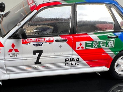 1:43 ixo KBI029 Mitsubishi Galant VR-4 Evo Ivory Coast Rally 1991 #7 Kenjiro Shinozuka J. Meadows model car