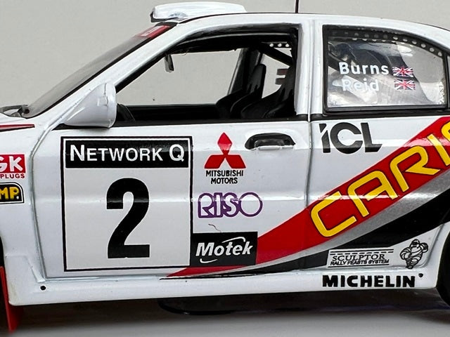 1:43 ixo RAC392LQ Mitsubishi Carisma GT Evolution IV RAC Rally 1997 #2 R. Burns R. Reid model car