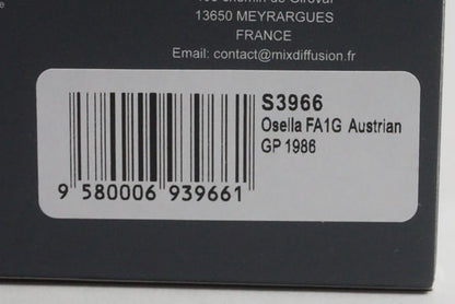 1:43 Spark S3966 Osella FA1G Austrian GP 1986 #21 P. Ghinzani model car