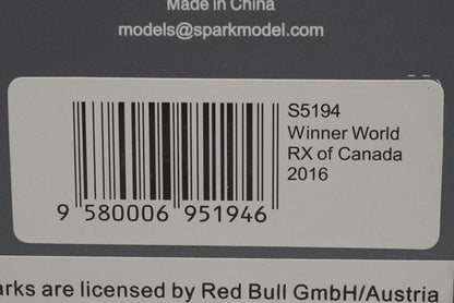 1:43 Spark S5194 Peugeot 208 WRX World RX Canada 2016 #21 T. Hansen model car