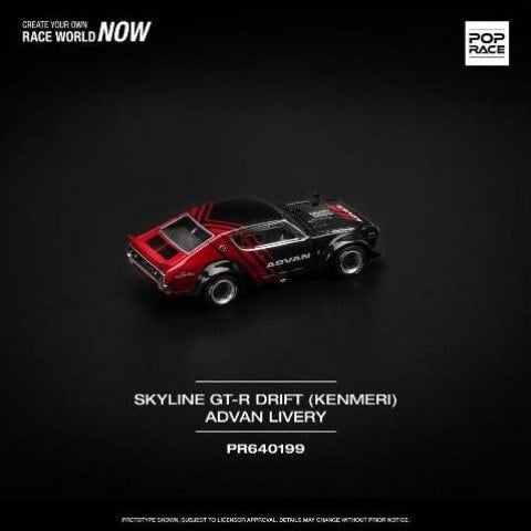 PR640199 POP RACE 1:64 Nissan Skyline Kenmeri KPGC110 SKYLINE GT-R DRIFT ADVAN model car