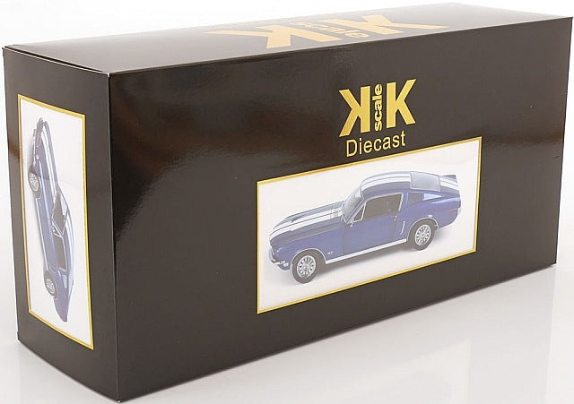 [ Pre-order ] KKDC120224 KK scale 1:12 Ford Mustang GT Fastback 1968 Blue Metallic/White