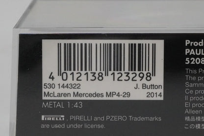 1:43 MINICHAMPS 530144322 McLaren Mercedes MP4-29 Australia 2014 #22 model car