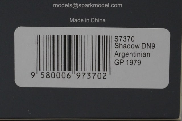 1:43 SPARK S7370 Shadow DN9 Argentine GP 1979 #17 I. Lammers model car