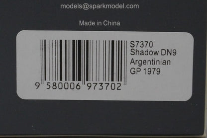 1:43 SPARK S7370 Shadow DN9 Argentine GP 1979 #17 I. Lammers model car