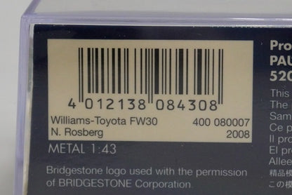 1:43 MINICHAMPS 400080007 Williams Toyota FW30 2008 #7 model car