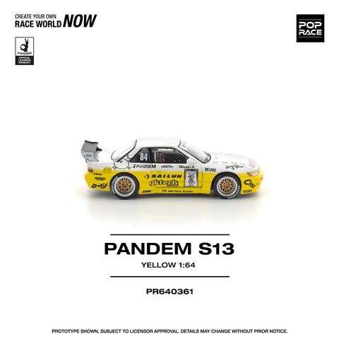 [ Pre-order ] PR640361 POP RACE 1:64 S13 Silvia Pandem Rocket Bunny Yellow-White #84