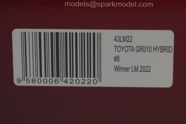 1:43 Spark 43LM22 Toyota GR010 Hybrid Gazoo Racing Le Mans 24H 2022 #8 model car