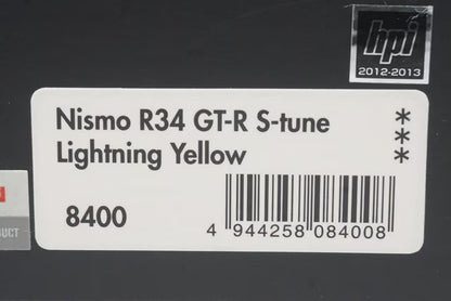 1:43 HPI 8400 Mirage Nissan NISMO R34 GT-R S-tune Lightning Yellow model car
