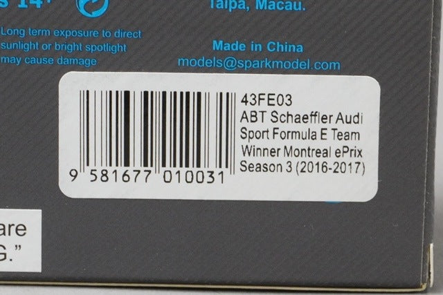 1:43 Spark 43FE03 ABT Schaeffler Audi Sport Formula Montreal ePrix Season 3 2016-2017 #11