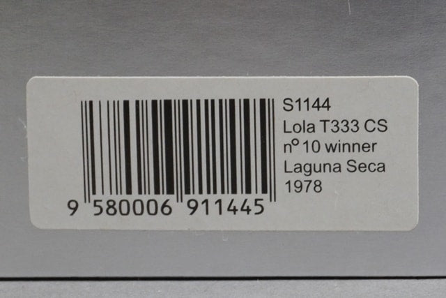 1:43 SPARK S1144 Lola T333 CS Laguna Seca 1978 #10 model car