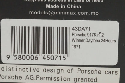 1:43 SPARK 43DA71 Porsche 917K Daytona 24H 1971 #2 model car
