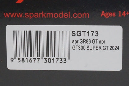 1:43 SPARK SGT173 Toyota APR GR86 GT300 Super GT 2024 #30 Hiroaki Nagai / Rikki Kobayashi / Manabu Orido