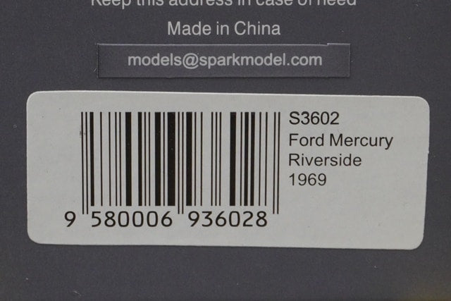 1:43 SPARK S3602 Ford Mercury Riverside 1969 #121 D.Gurney