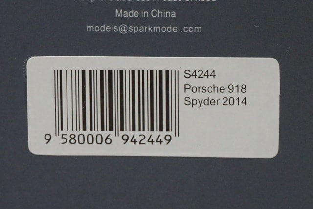 1:43 SPARK S4244 Porsche 918 Spyder 2014 model car