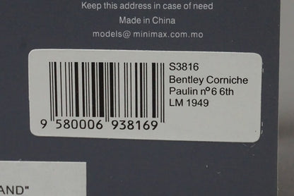 1:43 SPARK S3816 Bentley Corniche Paulan Le Mans 6th 1949 #6 model car