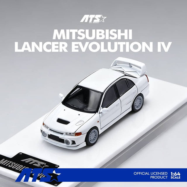 [ Pre-order ] ATS881001 ATS 1:64 Mitsubishi Lancer Evolution IV White with Opening and Closing Hood