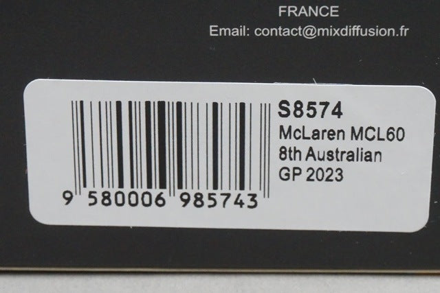 1:43 Spark S8574 McLaren MCL60 Australian GP 8th 2023 #81 model car