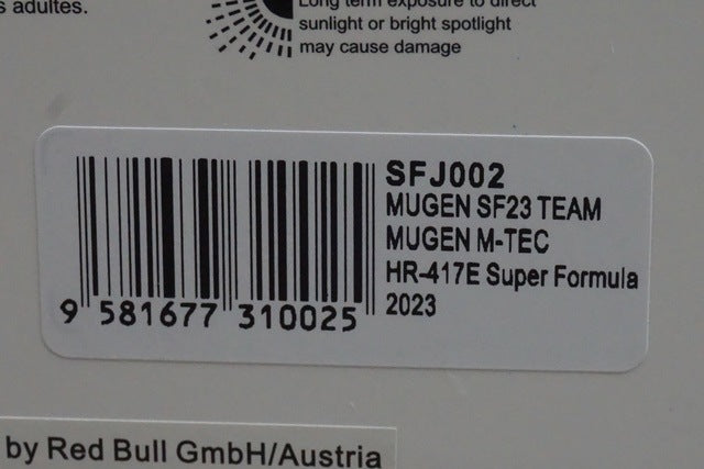 1:43 Spark SFJ002 Honda Mugen SF23 M-TEC HR-417E Super Formula 2023 #15 L. Lawson model car