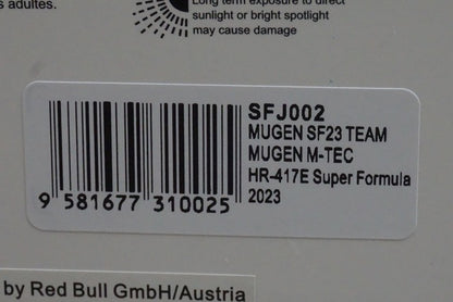 1:43 Spark SFJ002 Honda Mugen SF23 M-TEC HR-417E Super Formula 2023 #15 L. Lawson model car