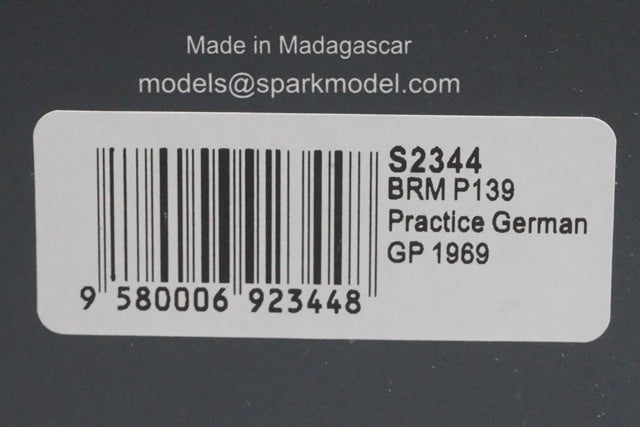 1:43 Spark S2344 BRM P139 German GP Practice 1969 #14 J. Sirtis model car