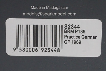 1:43 Spark S2344 BRM P139 German GP Practice 1969 #14 J. Sirtis model car