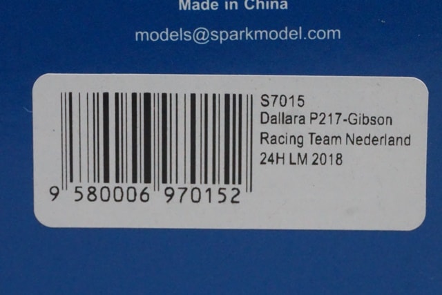 1:43 Spark S7015 Dallara P217 Gibson Racing Team Netherlands Le Mans 24H 2018 #29 model car