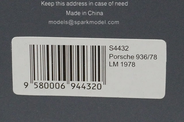 1:43 SPARK S4432 Porsche 936:78 Le Mans 1978 #5 Martini model car