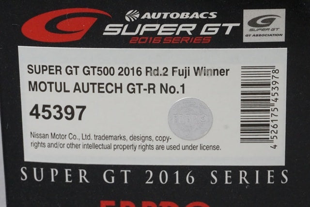 1:43 EBBRO 45397 Nissan Motul Autech GT-R Super GT500 Fuji Rd.2 Winner 2016 #1 Tsugio Matsuda / R. Quintarelli