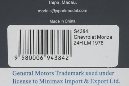 1:43 SPARK S4384 Chevrolet Monza Le Mans 24H 1978 #84 model car